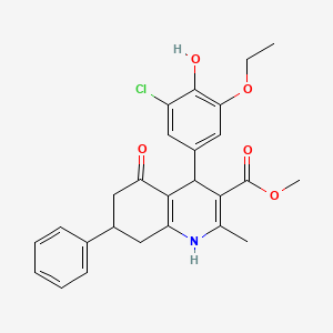molecular formula C26H26ClNO5 B4952968 Methyl 4-(3-chloro-5-ethoxy-4-hydroxyphenyl)-2-methyl-5-oxo-7-phenyl-1,4,5,6,7,8-hexahydroquinoline-3-carboxylate 