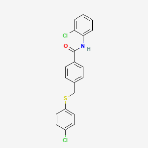 molecular formula C20H15Cl2NOS B4953048 N-(2-chlorophenyl)-4-{[(4-chlorophenyl)thio]methyl}benzamide 