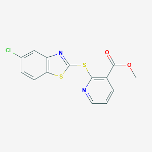 molecular formula C14H9ClN2O2S2 B495305 Methyl 2-[(5-chloro-1,3-benzothiazol-2-yl)sulfanyl]pyridine-3-carboxylate 
