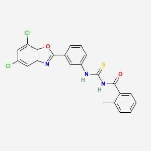 molecular formula C22H15Cl2N3O2S B4953061 N-{[3-(5,7-dichloro-1,3-benzoxazol-2-yl)phenyl]carbamothioyl}-2-methylbenzamide 