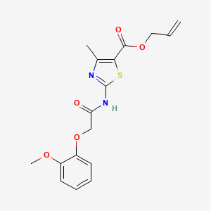 molecular formula C17H18N2O5S B4953138 Prop-2-en-1-yl 2-{[(2-methoxyphenoxy)acetyl]amino}-4-methyl-1,3-thiazole-5-carboxylate 