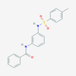 molecular formula C20H18N2O3S B495320 N-(3-{[(4-methylphenyl)sulfonyl]amino}phenyl)benzamide 