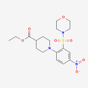molecular formula C18H25N3O7S B4953414 ETHYL 1-[2-(MORPHOLINE-4-SULFONYL)-4-NITROPHENYL]PIPERIDINE-4-CARBOXYLATE 