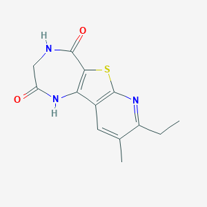 molecular formula C13H13N3O2S B495350 5-ethyl-4-methyl-8-thia-6,11,14-triazatricyclo[7.5.0.02,7]tetradeca-1(9),2(7),3,5-tetraene-10,13-dione CAS No. 879577-16-9