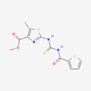 molecular formula C12H11N3O3S3 B4953510 methyl 5-methyl-2-({[(2-thienylcarbonyl)amino]carbonothioyl}amino)-1,3-thiazole-4-carboxylate 