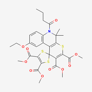 molecular formula C30H33NO10S3 B4953669 tetramethyl 6'-butyryl-9'-ethoxy-5',5'-dimethyl-5',6'-dihydrospiro[1,3-dithiole-2,1'-thiopyrano[2,3-c]quinoline]-2',3',4,5-tetracarboxylate 