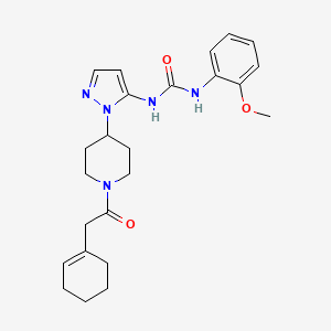 molecular formula C24H31N5O3 B4953756 N-{1-[1-(1-cyclohexen-1-ylacetyl)-4-piperidinyl]-1H-pyrazol-5-yl}-N'-(2-methoxyphenyl)urea 