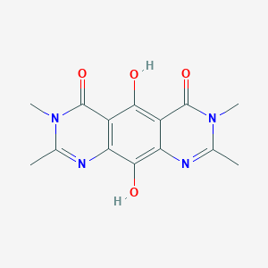 molecular formula C14H14N4O4 B049541 Pyrimido[5,4-g]quinazoline-4,6(3H,7H)-dione,  5,10-dihydroxy-2,3,7,8-tetramethyl- CAS No. 115705-71-0