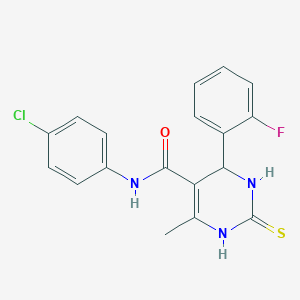 molecular formula C18H15ClFN3OS B4954129 N-(4-chlorophenyl)-4-(2-fluorophenyl)-6-methyl-2-sulfanylidene-3,4-dihydro-1H-pyrimidine-5-carboxamide 