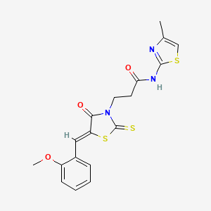 molecular formula C18H17N3O3S3 B4954166 3-[5-(2-methoxybenzylidene)-4-oxo-2-thioxo-1,3-thiazolidin-3-yl]-N-(4-methyl-1,3-thiazol-2-yl)propanamide 