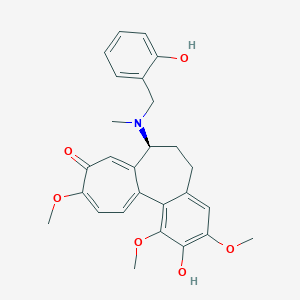 molecular formula C27H29NO6 B049546 (S)-6,7-Dihydro-2-hydroxy-7-(((2-hydroxyphenyl)methyl)methylamino)-1,3,10-trimethoxybenzo(a)heptalen-9(5H)-one CAS No. 111509-13-8