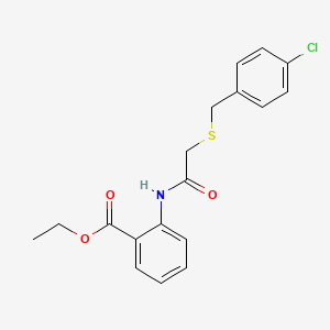 molecular formula C18H18ClNO3S B4954797 ethyl 2-({[(4-chlorobenzyl)thio]acetyl}amino)benzoate 