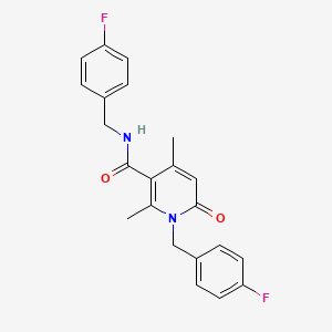 molecular formula C22H20F2N2O2 B4954910 N,1-bis(4-fluorobenzyl)-2,4-dimethyl-6-oxo-1,6-dihydro-3-pyridinecarboxamide 