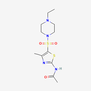 molecular formula C12H20N4O3S2 B4955002 N-[5-(4-ethylpiperazin-1-yl)sulfonyl-4-methyl-1,3-thiazol-2-yl]acetamide 
