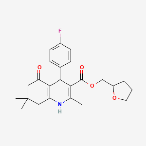 molecular formula C24H28FNO4 B4955207 Tetrahydrofuran-2-ylmethyl 4-(4-fluorophenyl)-2,7,7-trimethyl-5-oxo-1,4,5,6,7,8-hexahydroquinoline-3-carboxylate 