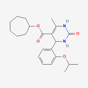 molecular formula C22H30N2O4 B4955223 Cycloheptyl 6-methyl-2-oxo-4-[2-(propan-2-yloxy)phenyl]-1,2,3,4-tetrahydropyrimidine-5-carboxylate 