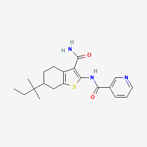 molecular formula C20H25N3O2S B4955278 N-[3-carbamoyl-6-(2-methylbutan-2-yl)-4,5,6,7-tetrahydro-1-benzothiophen-2-yl]pyridine-3-carboxamide 