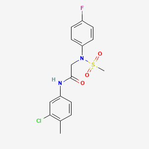 molecular formula C16H16ClFN2O3S B4955391 N-(3-chloro-4-methylphenyl)-2-(4-fluoro-N-methylsulfonylanilino)acetamide 