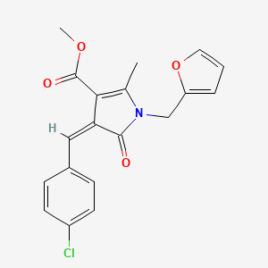 molecular formula C19H16ClNO4 B4955515 METHYL (4Z)-4-[(4-CHLOROPHENYL)METHYLIDENE]-1-[(FURAN-2-YL)METHYL]-2-METHYL-5-OXO-4,5-DIHYDRO-1H-PYRROLE-3-CARBOXYLATE 