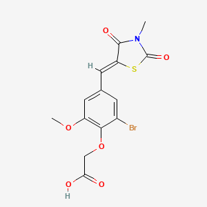 {2-bromo-6-methoxy-4-[(3-methyl-2,4-dioxo-1,3-thiazolidin-5-ylidene)methyl]phenoxy}acetic acid