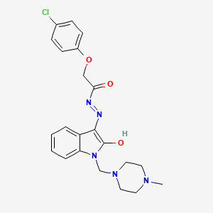 2-(4-chlorophenoxy)-N'-{1-[(4-methyl-1-piperazinyl)methyl]-2-oxo-1,2-dihydro-3H-indol-3-ylidene}acetohydrazide