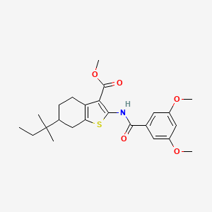 molecular formula C24H31NO5S B4955618 Methyl 2-{[(3,5-dimethoxyphenyl)carbonyl]amino}-6-(2-methylbutan-2-yl)-4,5,6,7-tetrahydro-1-benzothiophene-3-carboxylate 