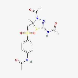 molecular formula C16H20N4O5S2 B4955621 N-[4-[(5-acetamido-3-acetyl-2-methyl-1,3,4-thiadiazol-2-yl)methylsulfonyl]phenyl]acetamide 