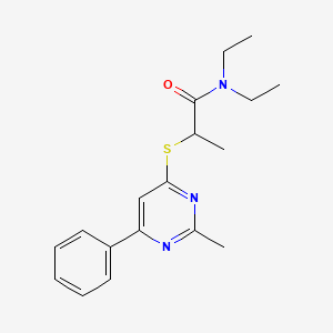 molecular formula C18H23N3OS B4955653 N,N-diethyl-2-(2-methyl-6-phenylpyrimidin-4-yl)sulfanylpropanamide 