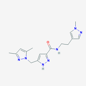 molecular formula C16H21N7O B4955705 5-[(3,5-dimethylpyrazol-1-yl)methyl]-N-[2-(1-methylpyrazol-4-yl)ethyl]-1H-pyrazole-3-carboxamide 