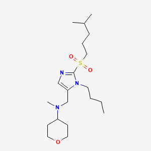 molecular formula C20H37N3O3S B4956186 N-[[3-butyl-2-(4-methylpentylsulfonyl)imidazol-4-yl]methyl]-N-methyloxan-4-amine 