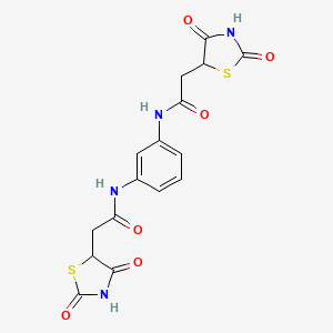 molecular formula C16H14N4O6S2 B4956356 N,N'-benzene-1,3-diylbis[2-(2,4-dioxo-1,3-thiazolidin-5-yl)acetamide] 