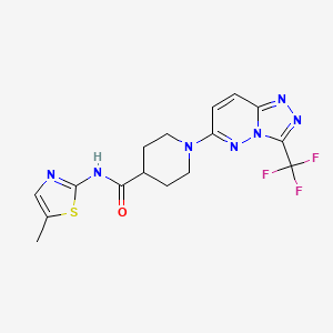 molecular formula C16H16F3N7OS B4956376 N-(5-methyl-1,3-thiazol-2-yl)-1-[3-(trifluoromethyl)[1,2,4]triazolo[4,3-b]pyridazin-6-yl]piperidine-4-carboxamide 