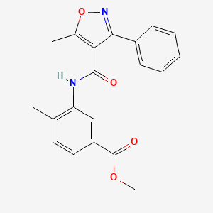 molecular formula C20H18N2O4 B4956445 METHYL 4-METHYL-3-(5-METHYL-3-PHENYL-1,2-OXAZOLE-4-AMIDO)BENZOATE 