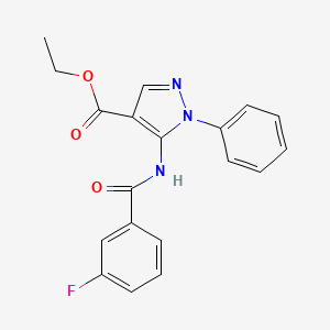 molecular formula C19H16FN3O3 B4956569 ethyl 5-{[(3-fluorophenyl)carbonyl]amino}-1-phenyl-1H-pyrazole-4-carboxylate 