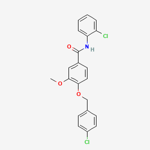molecular formula C21H17Cl2NO3 B4956575 N-(2-chlorophenyl)-4-[(4-chlorophenyl)methoxy]-3-methoxybenzamide 
