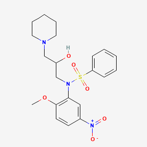 molecular formula C21H27N3O6S B4956873 N-[2-hydroxy-3-(piperidin-1-yl)propyl]-N-(2-methoxy-5-nitrophenyl)benzenesulfonamide 