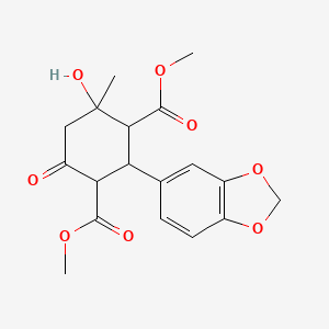 molecular formula C18H20O8 B4957249 Dimethyl 2-(1,3-benzodioxol-5-yl)-4-hydroxy-4-methyl-6-oxocyclohexane-1,3-dicarboxylate 
