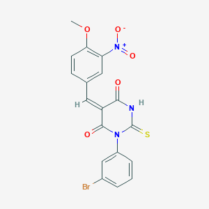 molecular formula C18H12BrN3O5S B4957347 (5E)-1-(3-bromophenyl)-5-[(4-methoxy-3-nitrophenyl)methylidene]-2-sulfanylidene-1,3-diazinane-4,6-dione 
