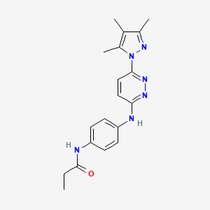 molecular formula C19H22N6O B4957496 N-(4-{[6-(3,4,5-trimethyl-1H-pyrazol-1-yl)pyridazin-3-yl]amino}phenyl)propanamide 