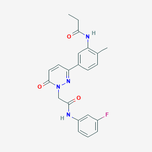 molecular formula C22H21FN4O3 B4957519 N-[5-(1-{2-[(3-fluorophenyl)amino]-2-oxoethyl}-6-oxo-1,6-dihydropyridazin-3-yl)-2-methylphenyl]propanamide 