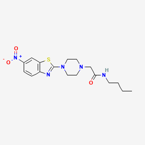 molecular formula C17H23N5O3S B4957553 N-butyl-2-[4-(6-nitro-1,3-benzothiazol-2-yl)piperazin-1-yl]acetamide 