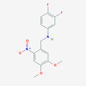 molecular formula C15H14F2N2O4 B4957581 N-[(4,5-dimethoxy-2-nitrophenyl)methyl]-3,4-difluoroaniline 
