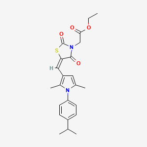 molecular formula C23H26N2O4S B4958187 ethyl [(5E)-5-({2,5-dimethyl-1-[4-(propan-2-yl)phenyl]-1H-pyrrol-3-yl}methylidene)-2,4-dioxo-1,3-thiazolidin-3-yl]acetate 