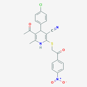 molecular formula C23H18ClN3O4S B4958203 5-Acetyl-4-(4-chlorophenyl)-6-methyl-2-[2-(4-nitrophenyl)-2-oxoethyl]sulfanyl-1,4-dihydropyridine-3-carbonitrile 