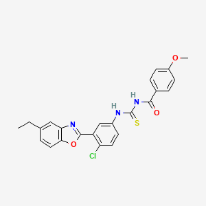 molecular formula C24H20ClN3O3S B4958329 N-{[4-chloro-3-(5-ethyl-1,3-benzoxazol-2-yl)phenyl]carbamothioyl}-4-methoxybenzamide 