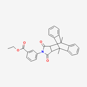 molecular formula C29H25NO4 B4958351 Ethyl 3-(1,8-dimethyl-16,18-dioxo-17-azapentacyclo[6.6.5.0~2,7~.0~9,14~.0~15,19~]nonadeca-2,4,6,9,11,13-hexaen-17-yl)benzoate (non-preferred name) 