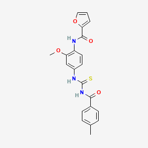 molecular formula C21H19N3O4S B4958391 N-[2-methoxy-4-({[(4-methylphenyl)carbonyl]carbamothioyl}amino)phenyl]furan-2-carboxamide 