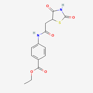 molecular formula C14H14N2O5S B4958666 ethyl 4-[2-(2,4-dioxo-1,3-thiazolidin-5-yl)acetamido]benzoate CAS No. 308294-47-5