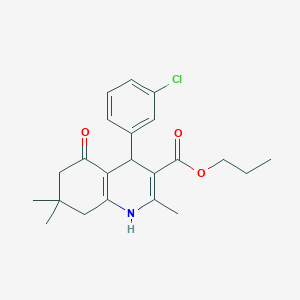 molecular formula C22H26ClNO3 B4958784 Propyl 4-(3-chlorophenyl)-2,7,7-trimethyl-5-oxo-1,4,5,6,7,8-hexahydroquinoline-3-carboxylate 