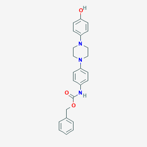 molecular formula C24H25N3O3 B049588 Benzyl (4-(4-(4-Hydroxyphenyl)piperazin-1-yl)phenyl)carbamate CAS No. 864685-20-1